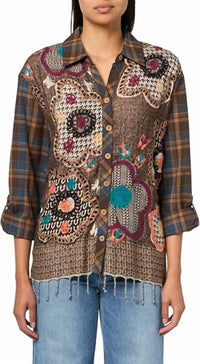 John Mark - Button Front Top With Tassel Details
