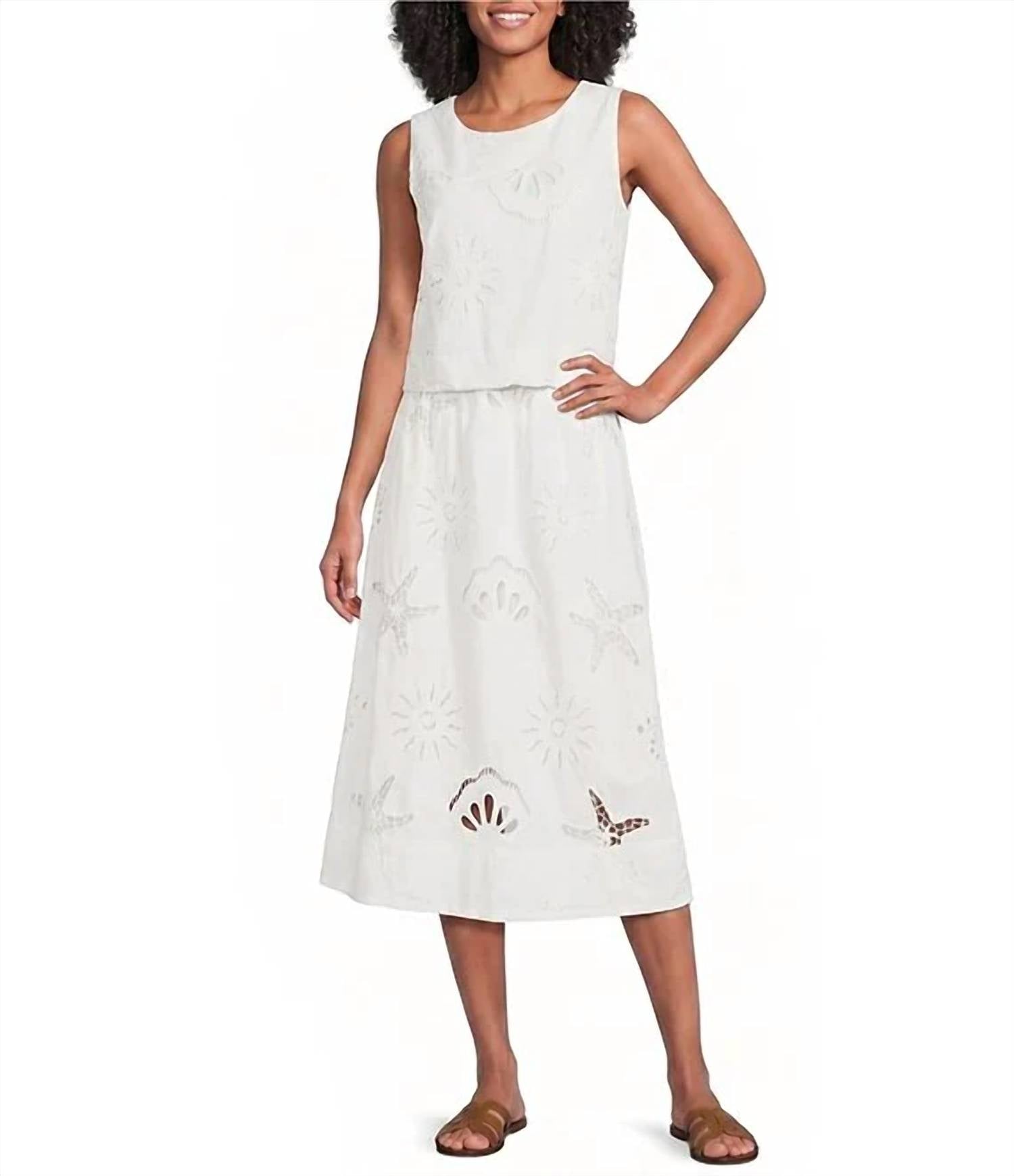 Skies Are Blue - Eyelet Lace Top And Midi Skirt Set