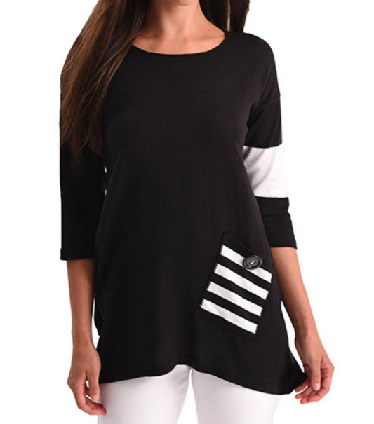 Stripe Pocket Flowy Tunic Top