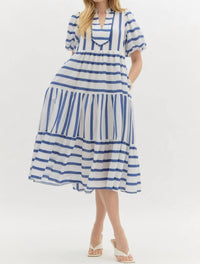 entro Claire Midi Dress in blue - women's dress
