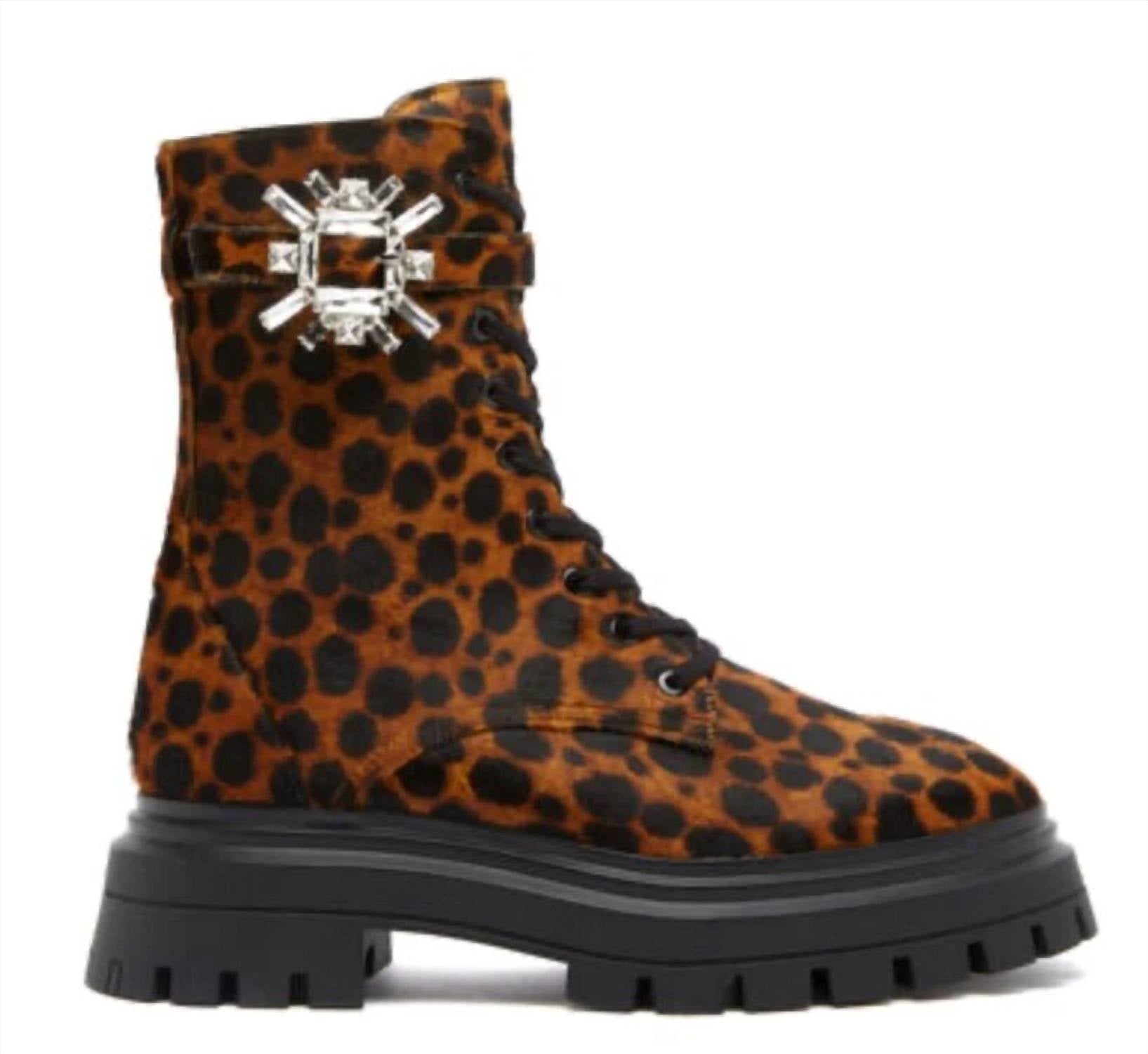 Stuart Weitzman - Women's Crystal Nova Bedford Leopard Combat Boots