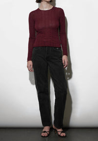 Greylin - Freya Sheer Textured Mesh Long Sleeve Top