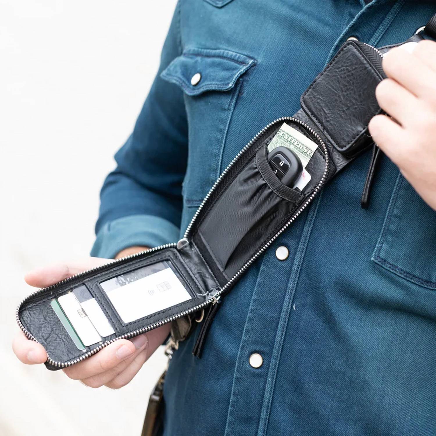 Save The Girls - Unisex Zip & Clip Rfid Phone Crossbody Strap