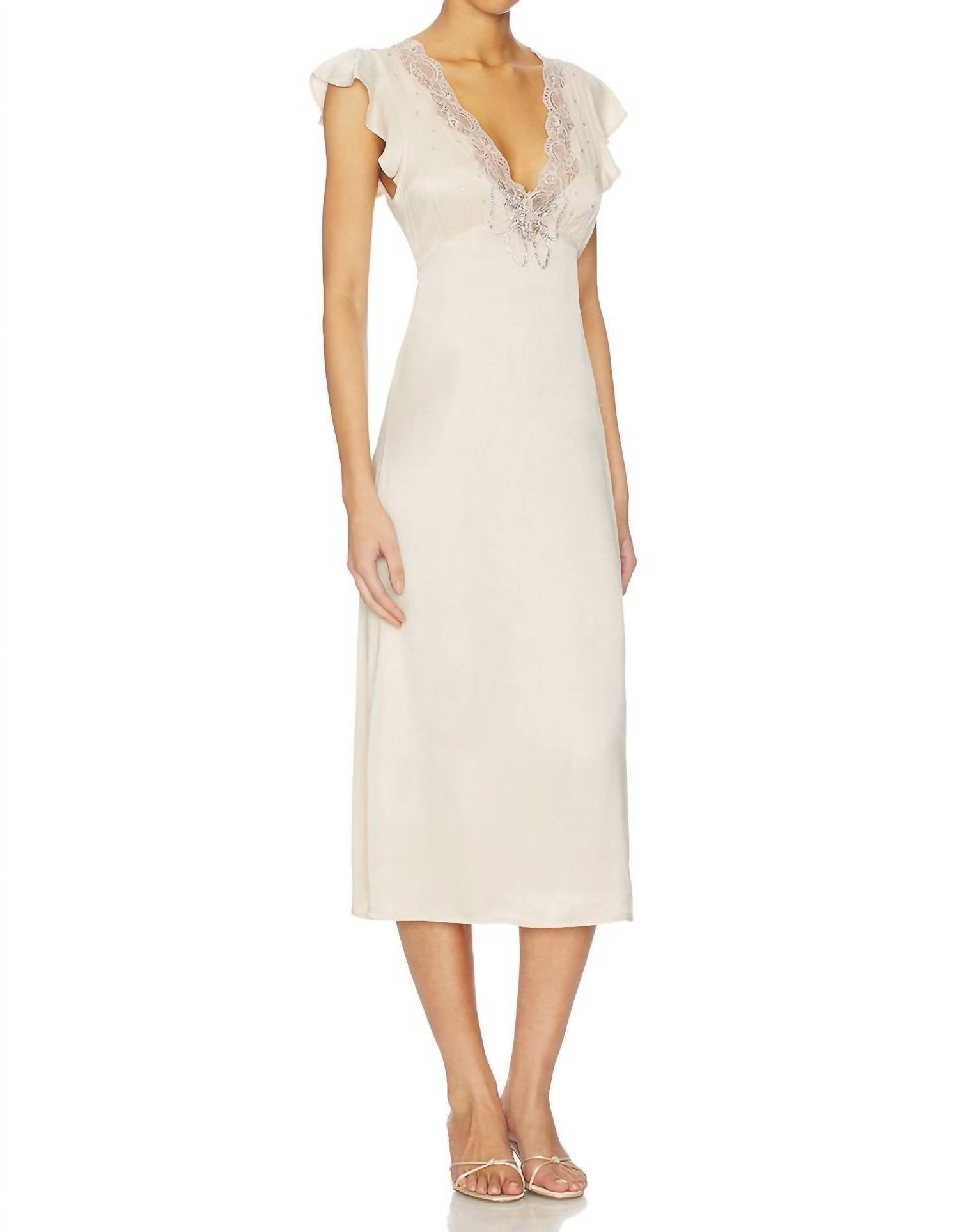 Free People Tied With Joy Midi Dress in pastel rose tan - women's dress - alternate view
