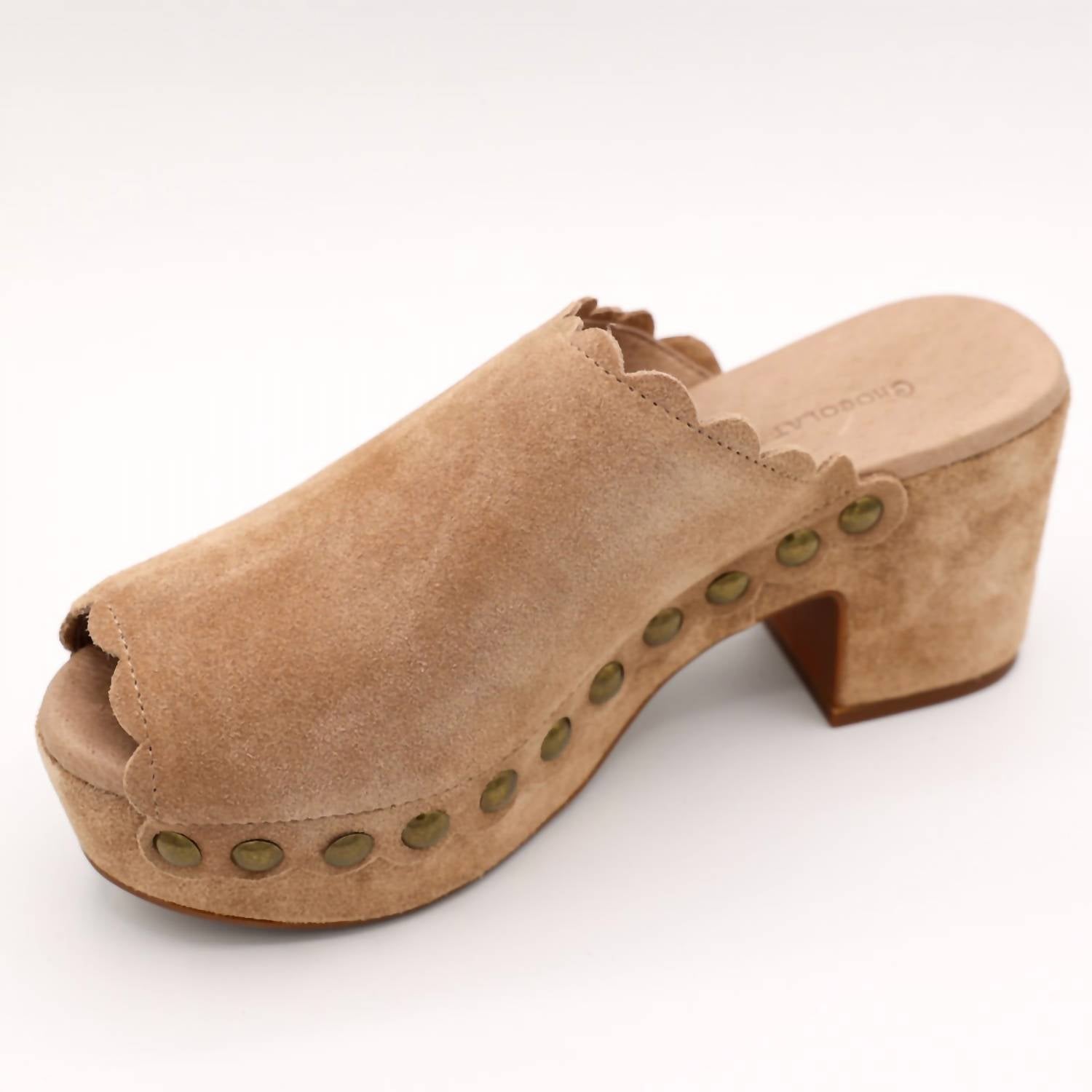 CHOCOLAT BLU Women's Genessis platform clog in taupe - women's shoe - detail view