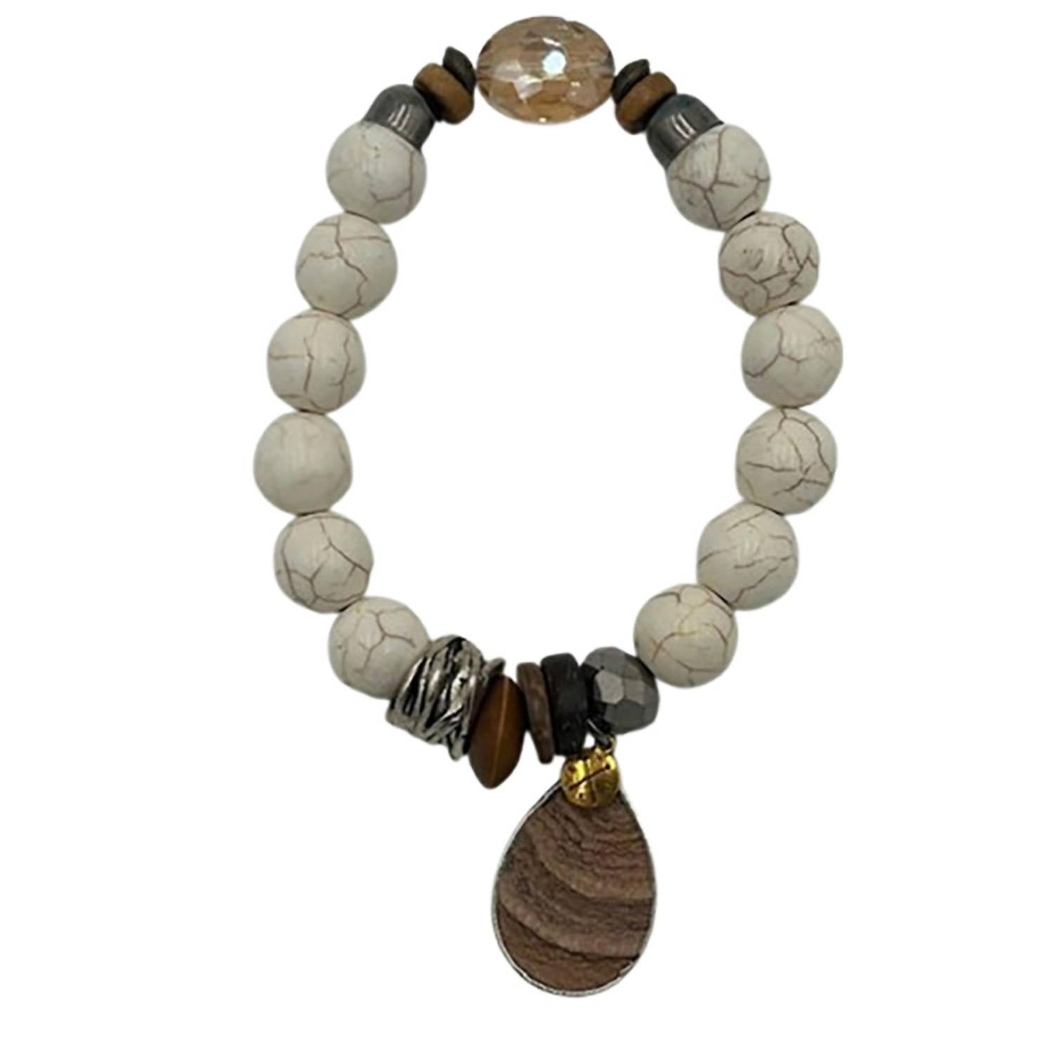 Legend Or Lies - Women's Pearlized Beaded With Dangle Stretch Bracelet