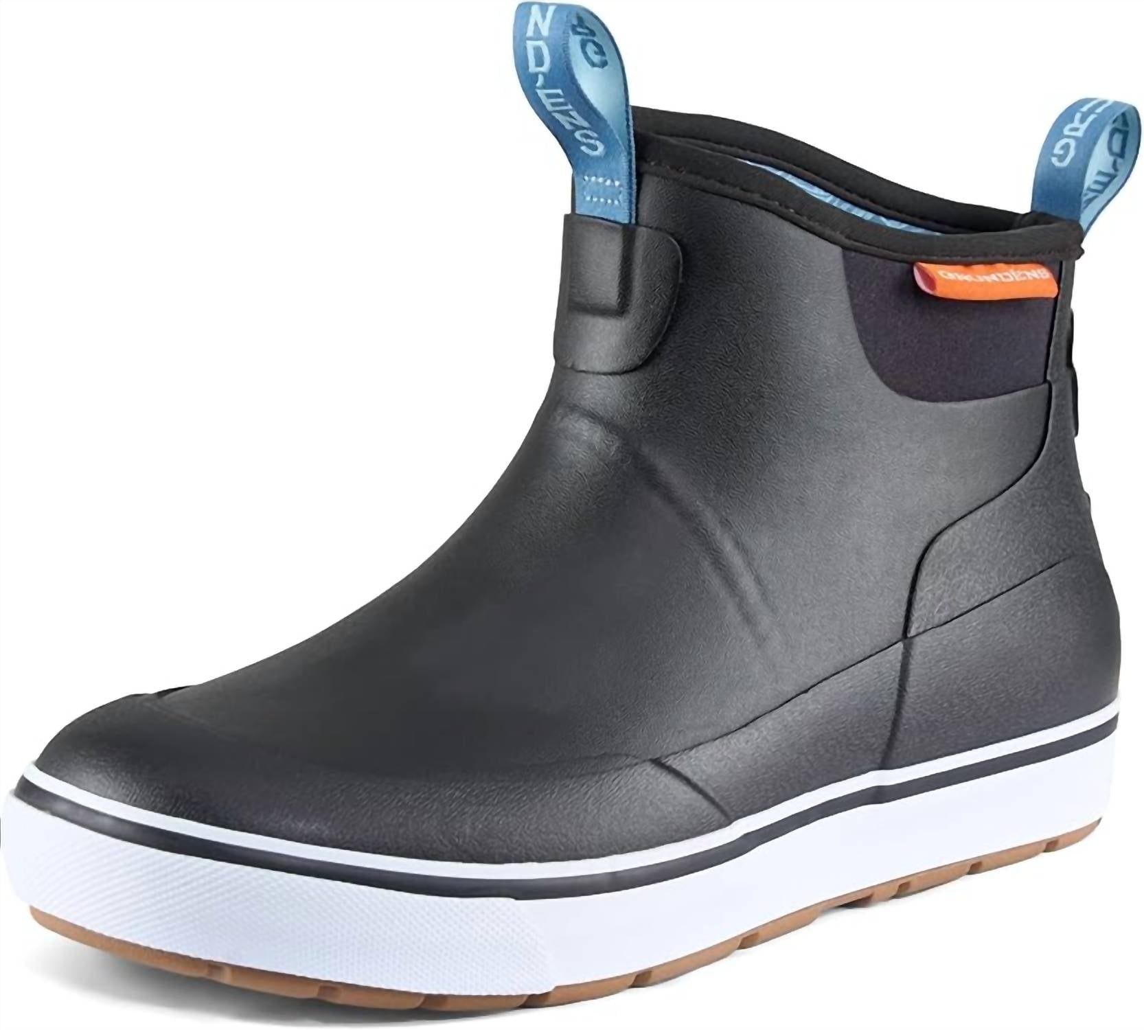Grundens Women's Deck Boss Rain Ankle Boot in black - women's shoe - detail view