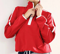 Beyond Yoga - Stretch Woven Course Contrast Half Zip Pullover Top