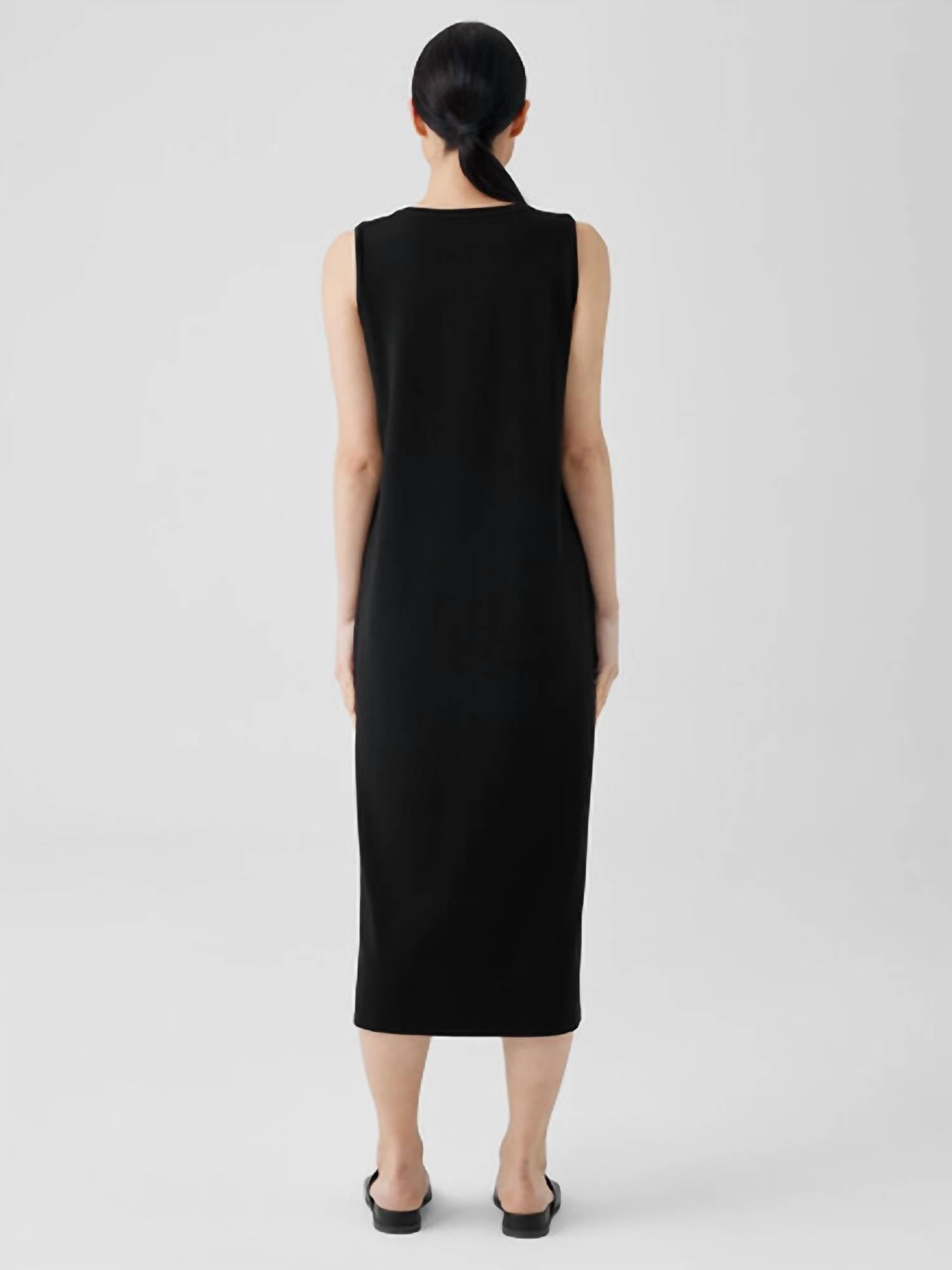 Eileen Fisher Sleeveless Mini Dress in black - women's dress - detail view