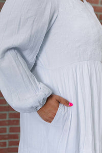 The White All In Tiered V-neck Dress in tiered v neck dress in white - women's dress - view 6