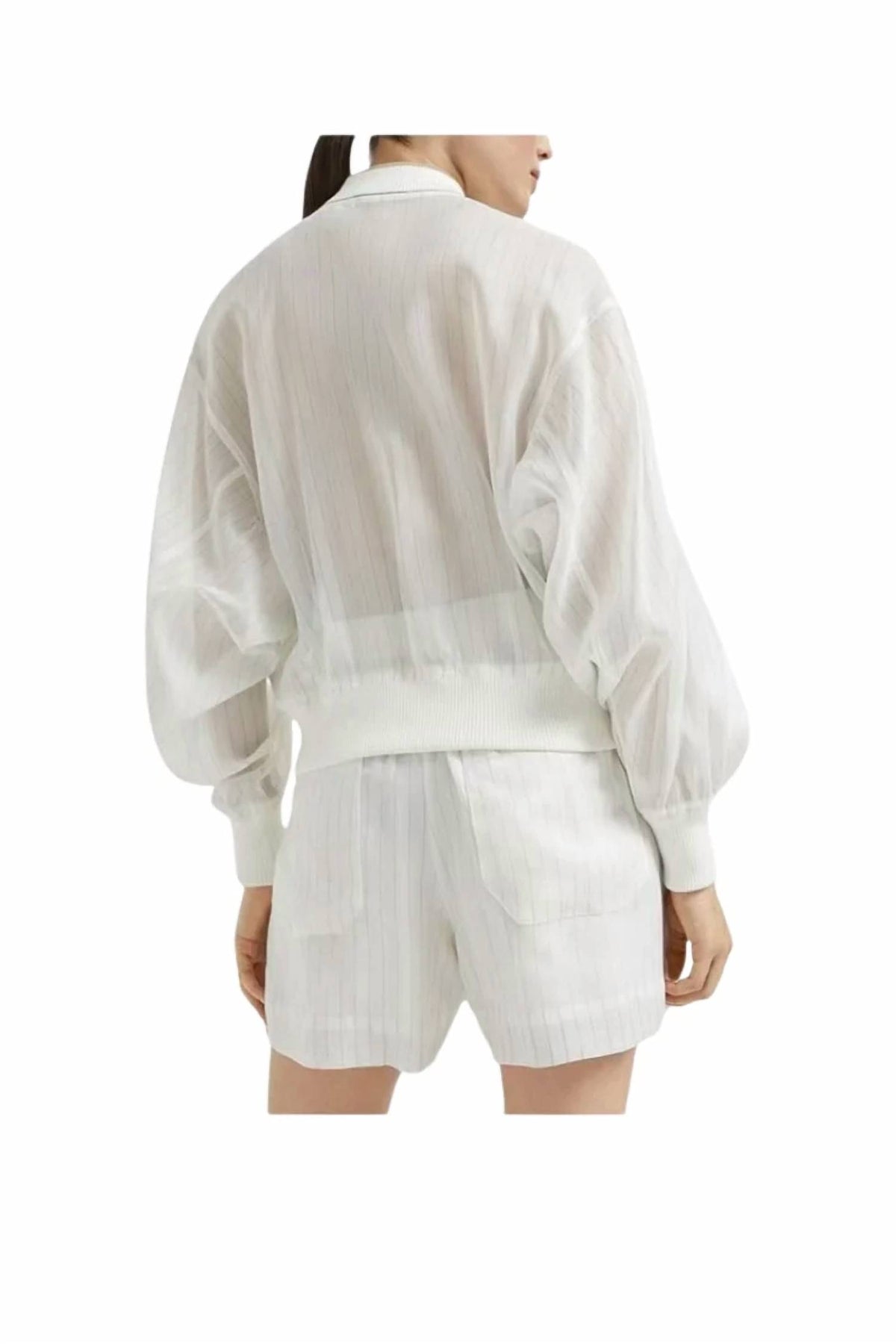 Brunello Cucinelli - Cotton Organza Pinstripe Bomber Jacket