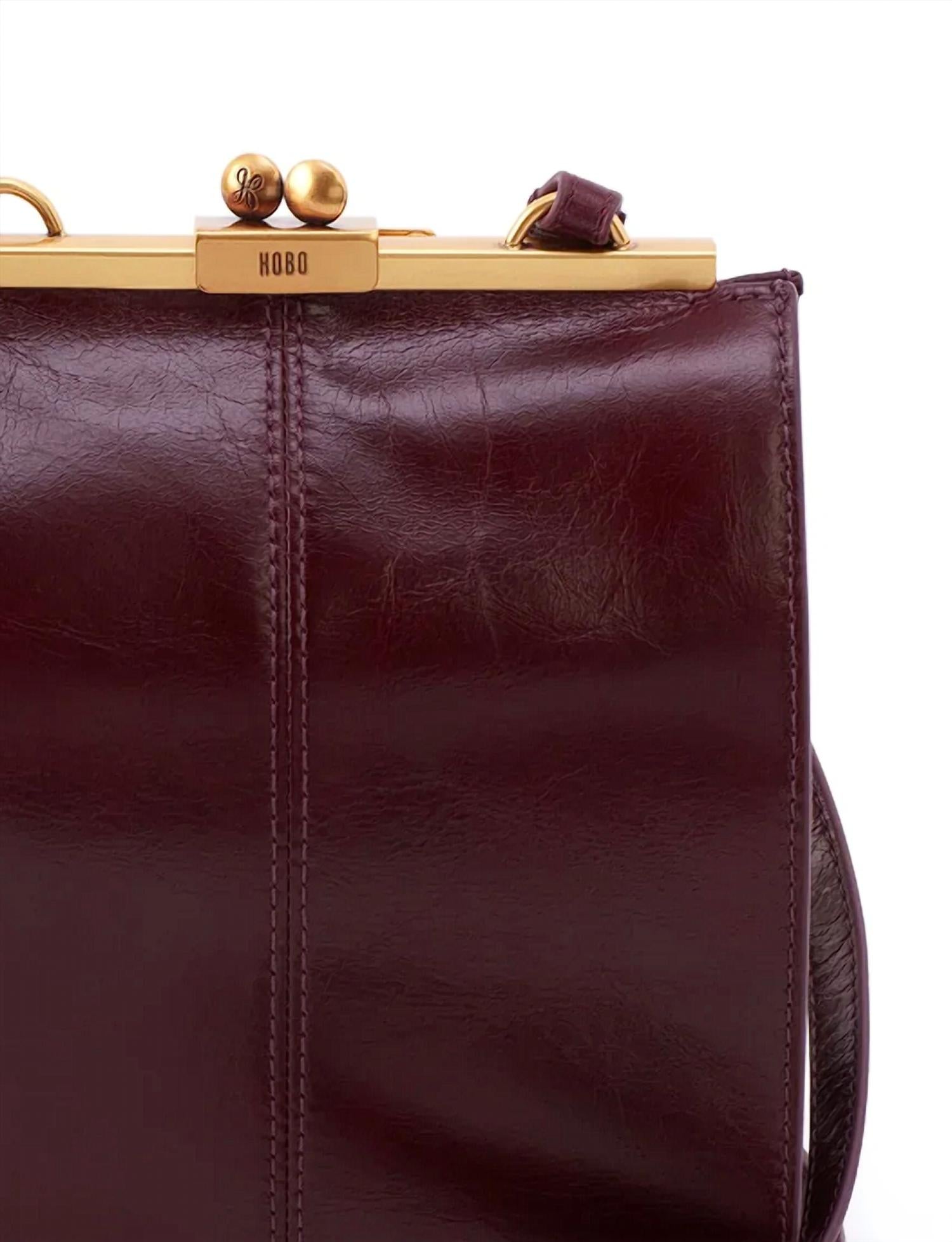 HOBO Women's Vivian Shoulder Bag in merlot - women's bag - detail view