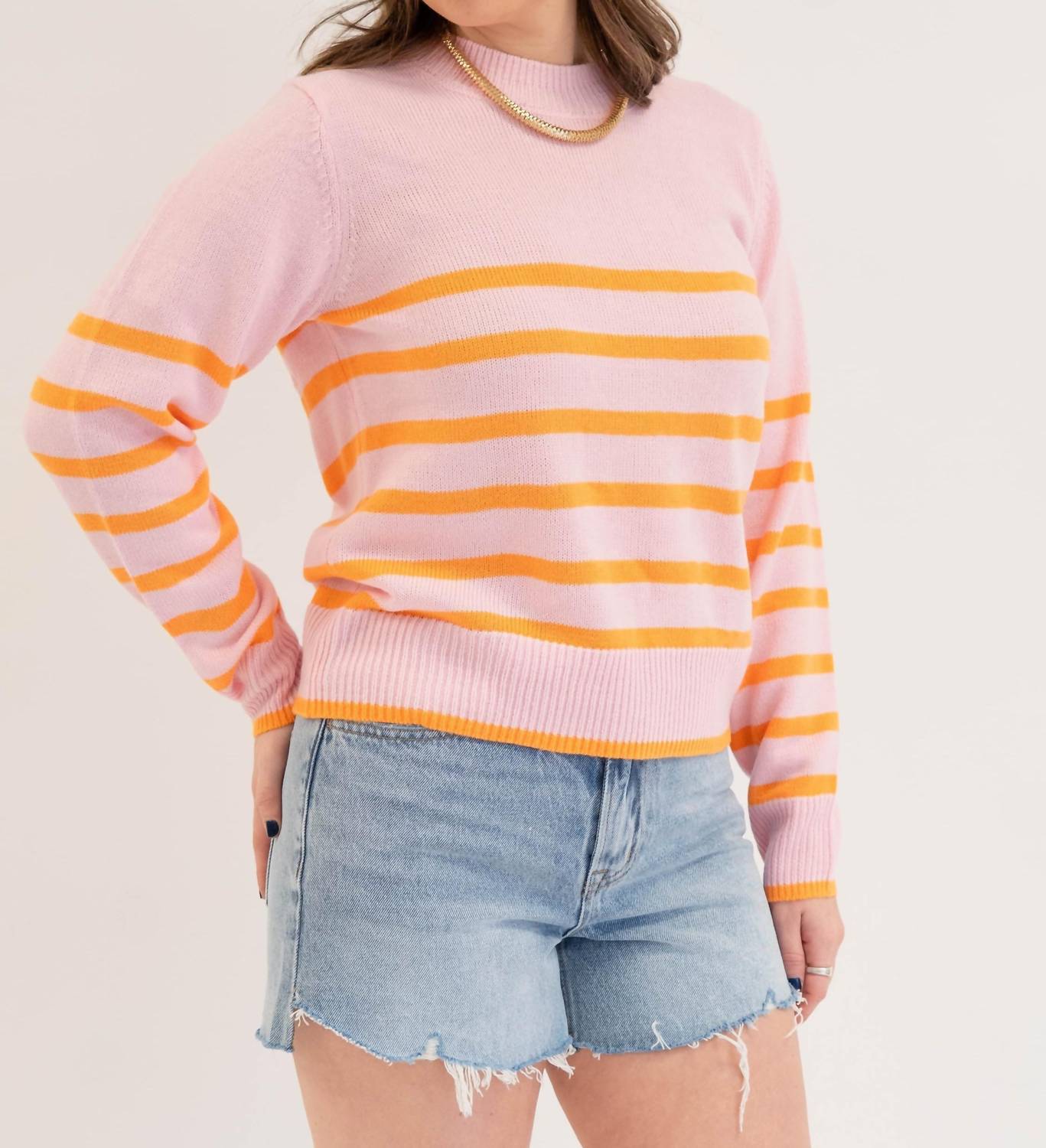 SUGARLIPS Sarah Sweater in pink orange - women's sweater - detail view