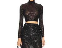 Enza Costa - Sequin Cropped Mockneck Top