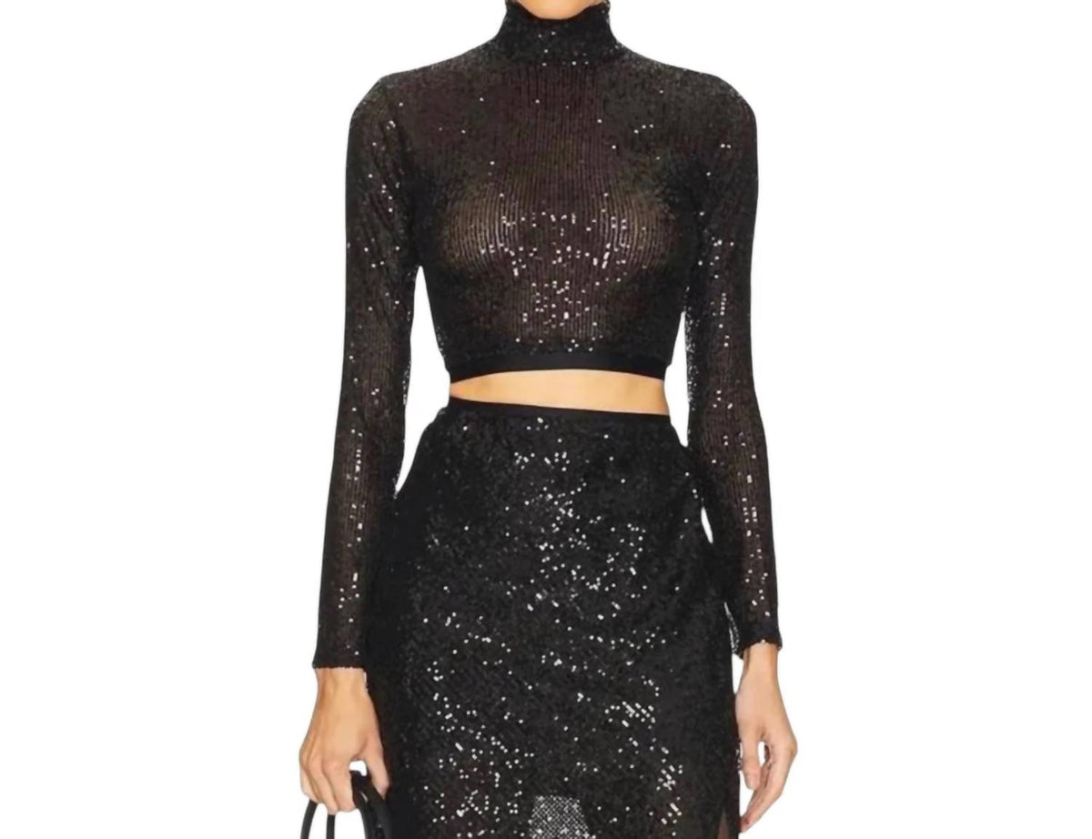 Enza Costa - Sequin Cropped Mockneck Top