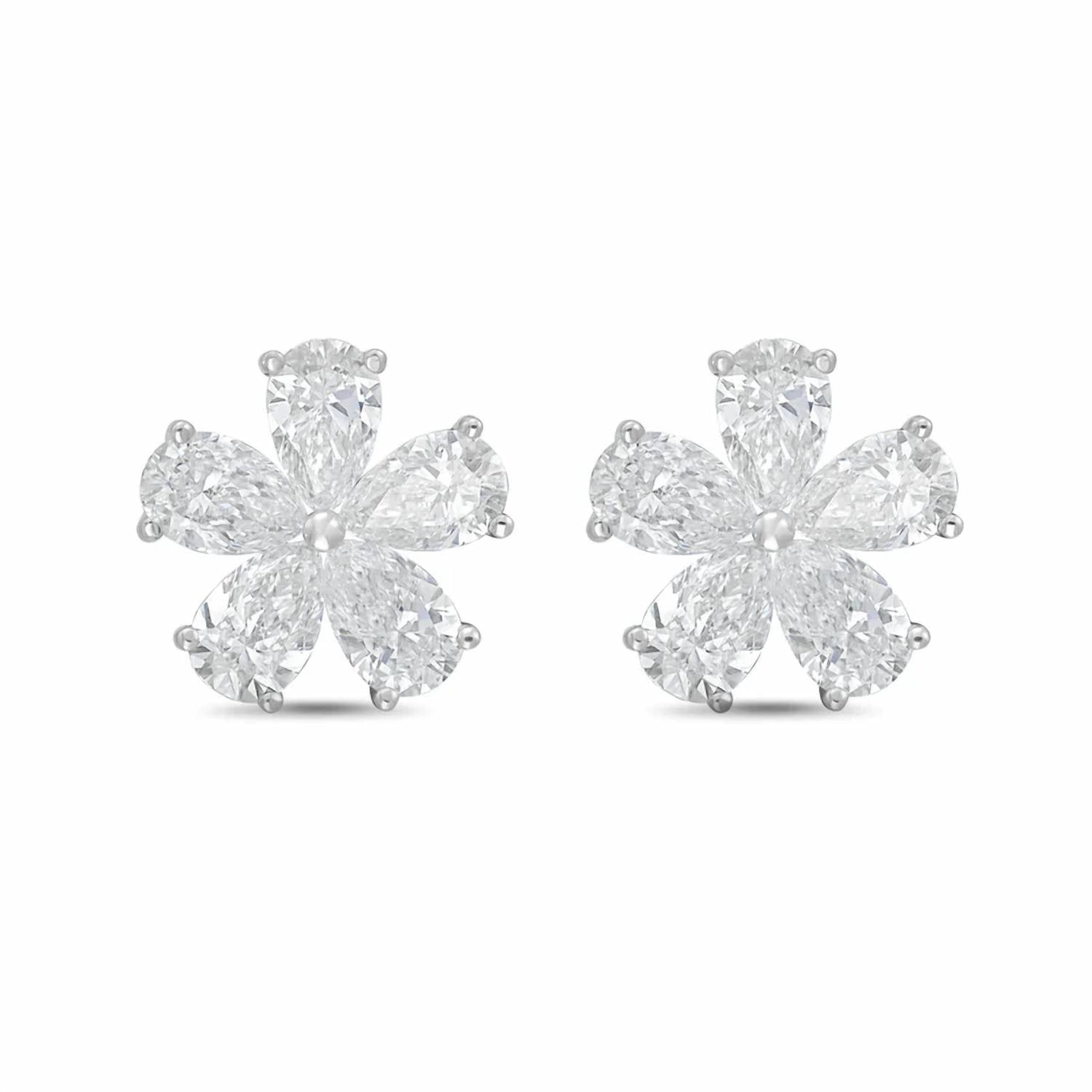 Diana M Jewels - Women's Pear Lab-Grown Diamond Stud Earrings (5.00 Ct TCW) - Statement
