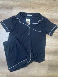 Zenana - Button Down Short Sleeve Top And Shorts Lounge Set