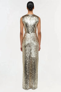 SIMKHAI Felicity With Bow Tie Gown in gold - women's dress - alternate view