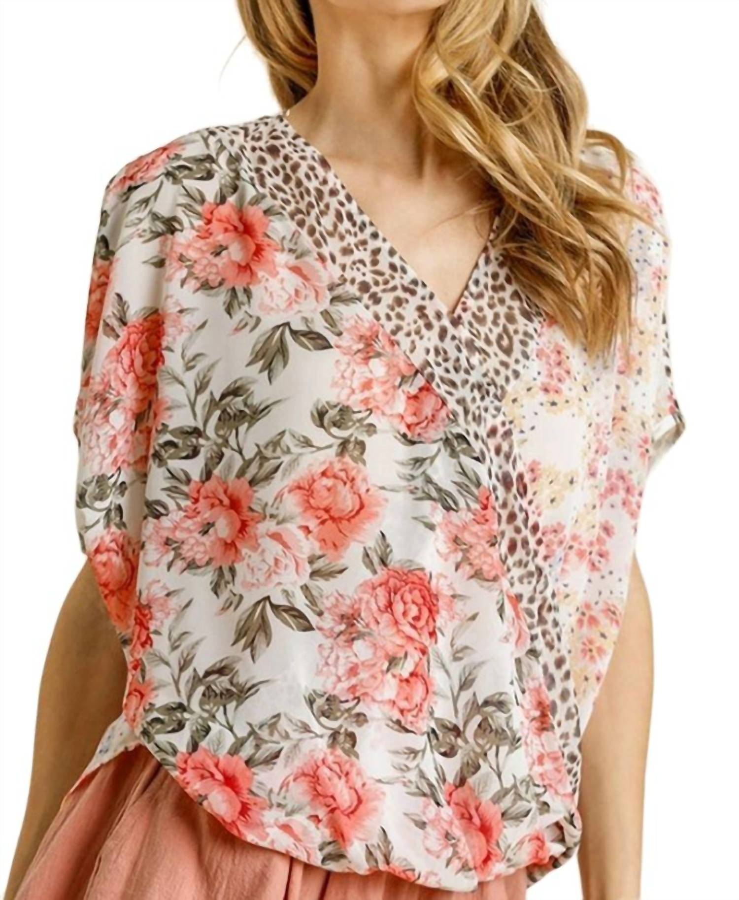 Umgee - Mixed Print Crossbody Top