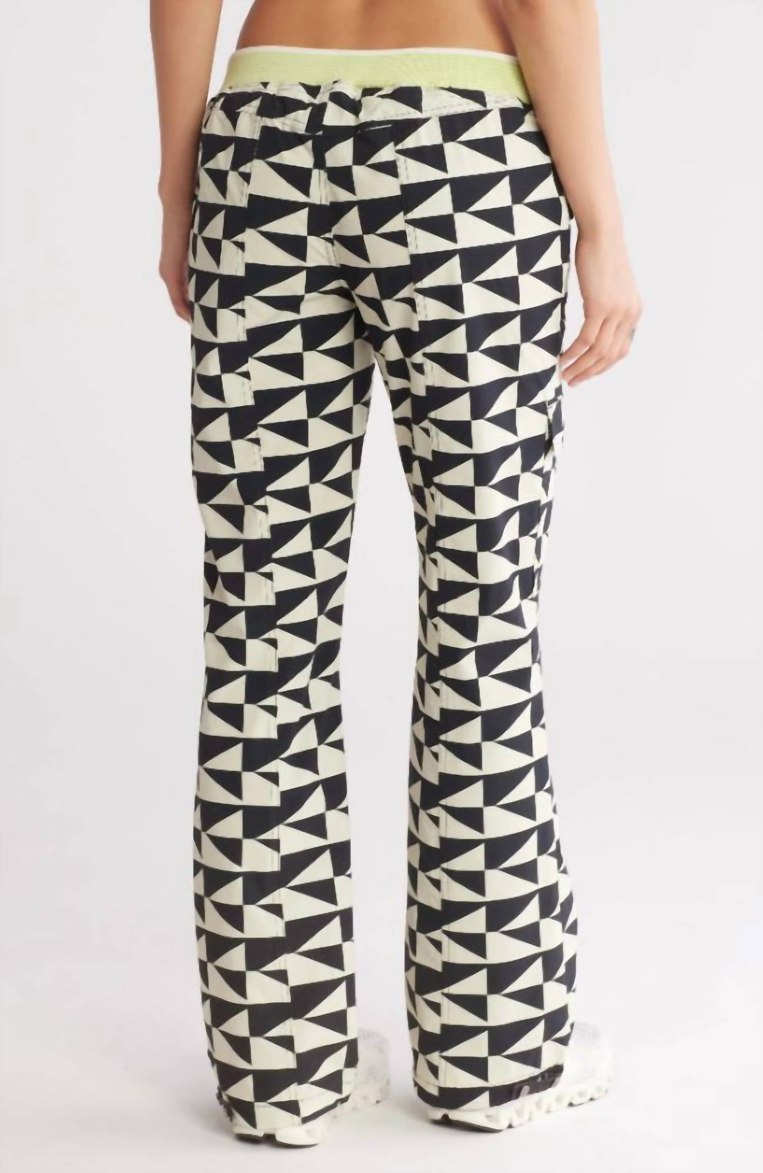 Free People Women’s Off The Grid Wide Leg Pants in black beige - women's pants - detail view