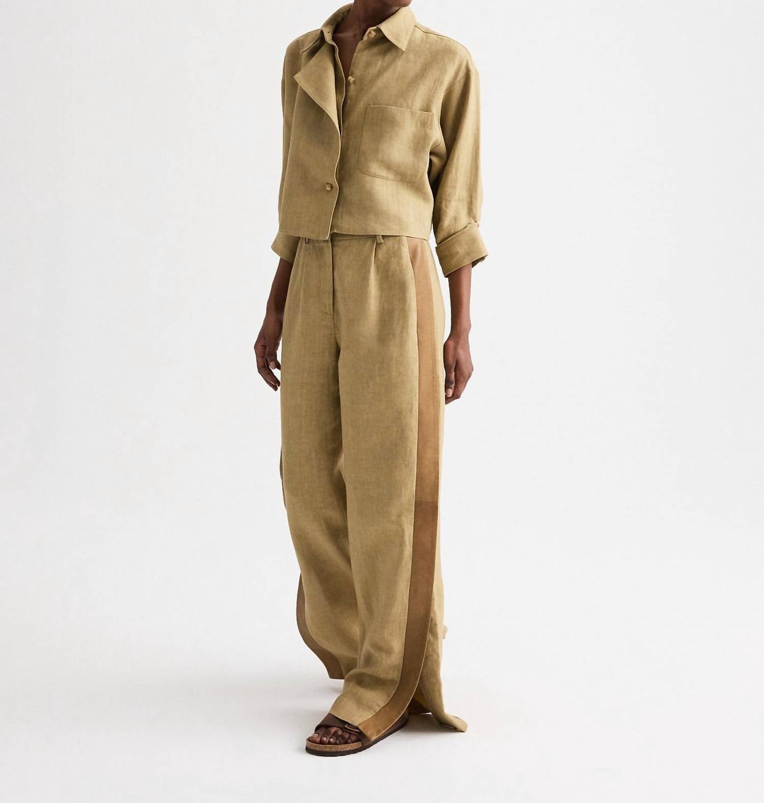 TWP Slim A Pant With Lip Tux in kelp ermine - women's pants - alternate view