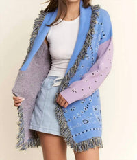 Jade By Jane - Women's Paisley Print Contrast Cardigan