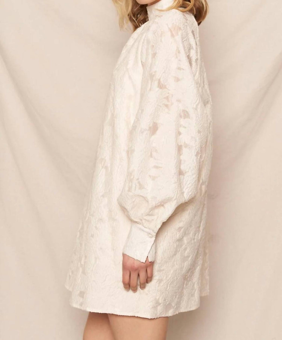 En Creme - The Elara Mock Neck Mini Dress