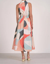 Elan - Abstract Print Collared Maxi Dress