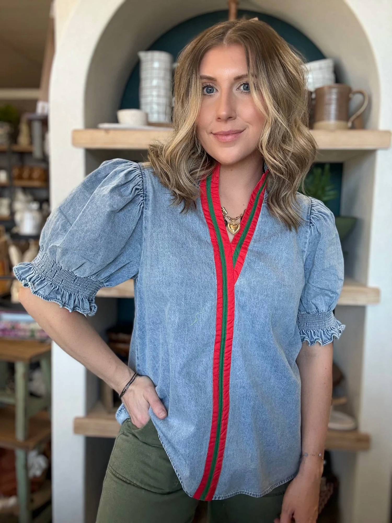 Jodifl - Stripe Puff Sleeve Blouse