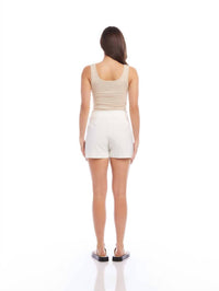 Fifteen Twenty Modern High Waist Shorts in off white - women's shorts - alternate view