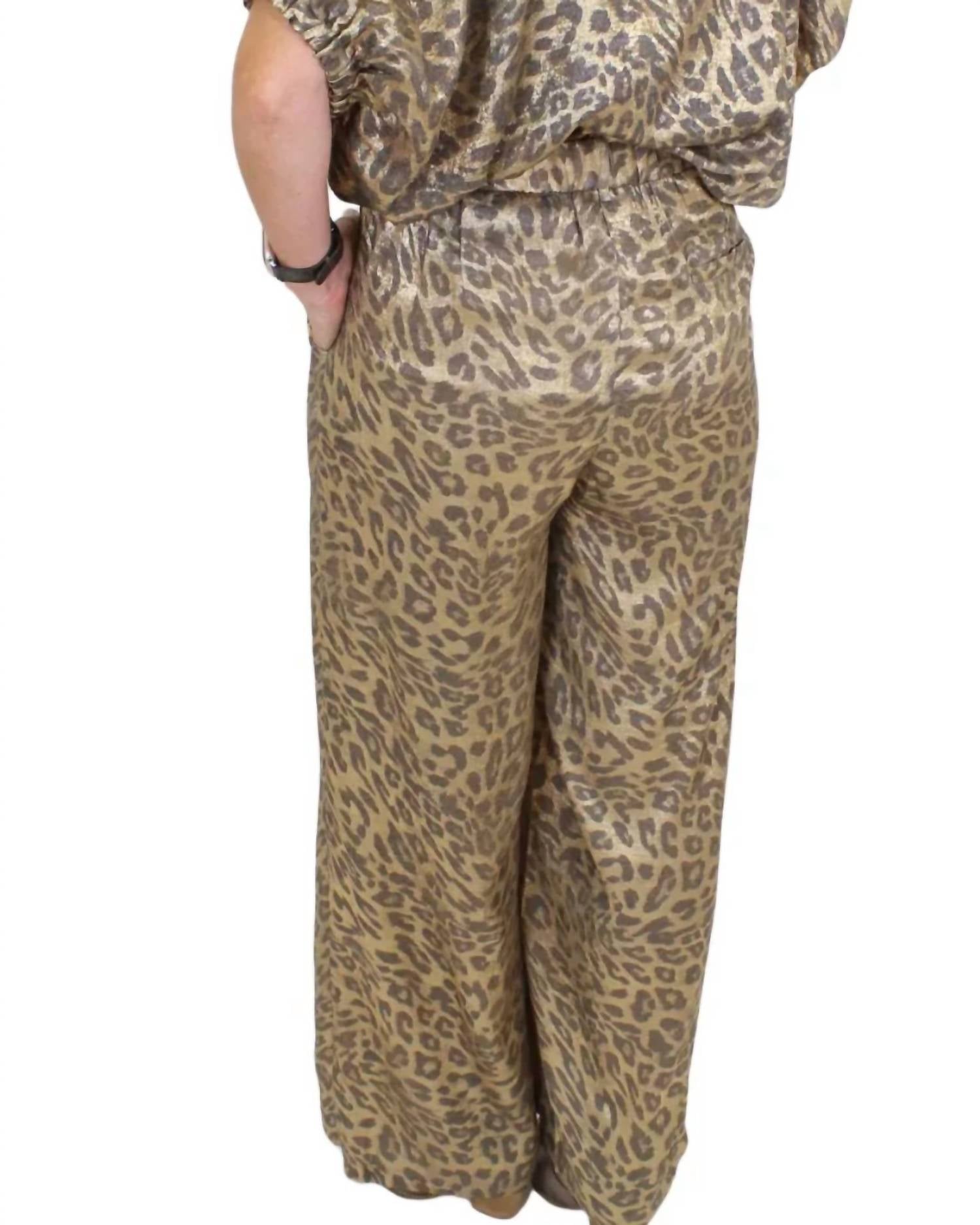 Ee:Some - Metallic Leopard Print Pants