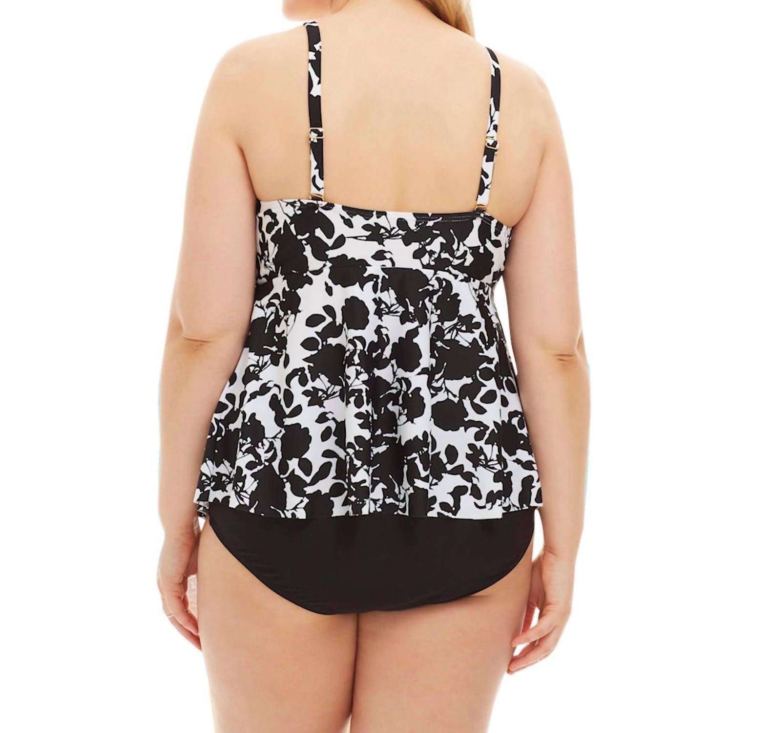 Always For Me - Beach Flower Plus Size Tankini Top with Matching Tankini Bottom