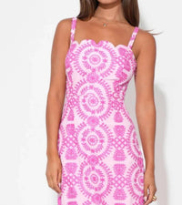 Adelyn Rae - Raelynn Lace Up Tie Back Embroidery Dress
