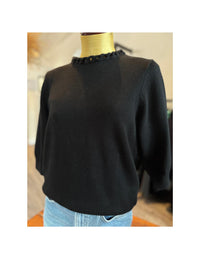 Autumn Cashmere - Women's Crocheted Chain Crew Sweater