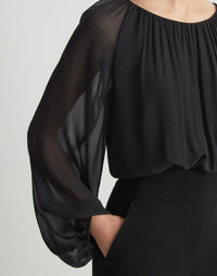 Lafayette 148 - Gathered Neck Balloon Sleeve Top