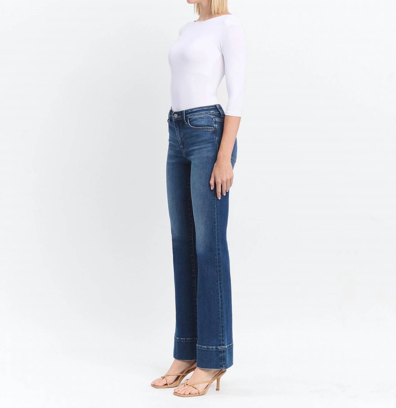 JUST BLACK DENIM High Rise Trouser Bootcut Jeans in blue - women's jeans - view 6