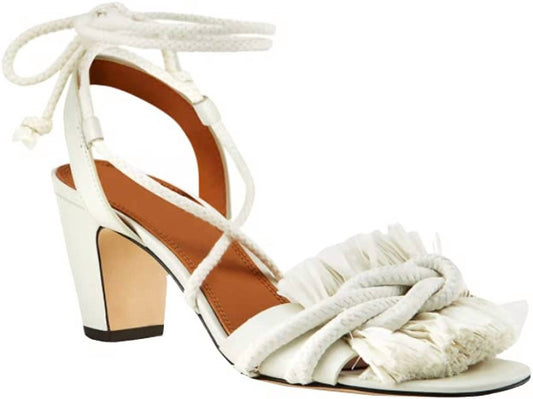 Rope Ankle Strap Tassel Heeled Leather Sandal