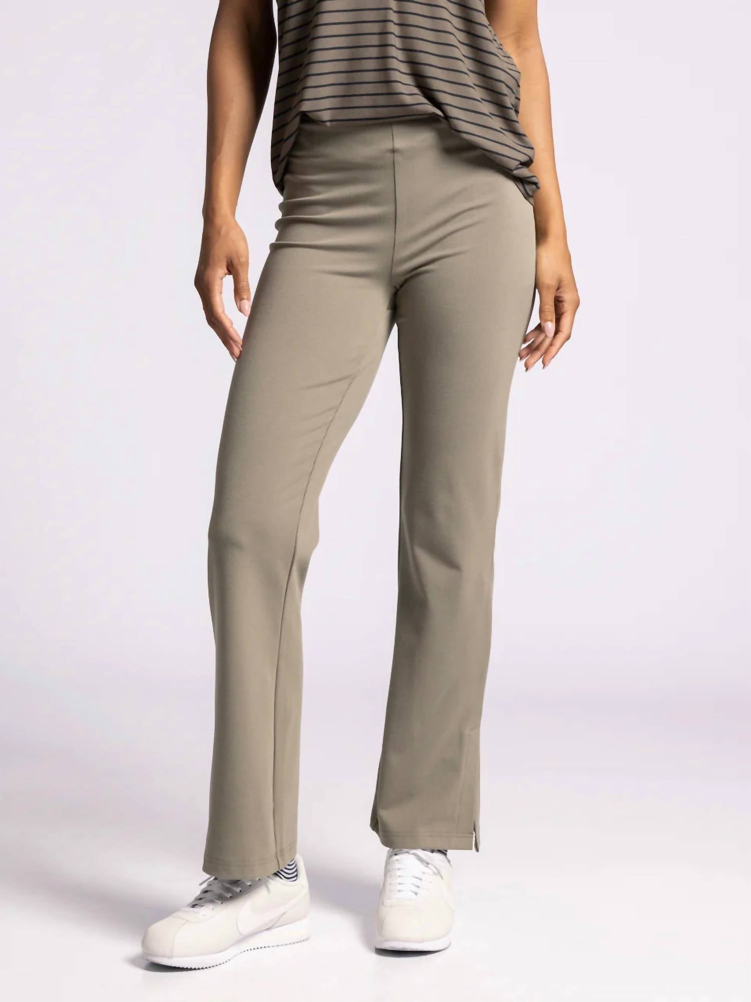 Thread & Supply Izzy Elastic Waistband Pants in vetiver rib hoc autumn - women's pants