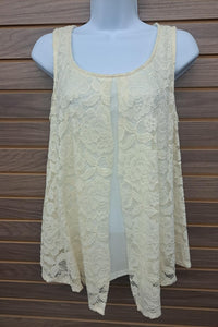 Brittany Black - Women's Lace Tank Built In Undershirt