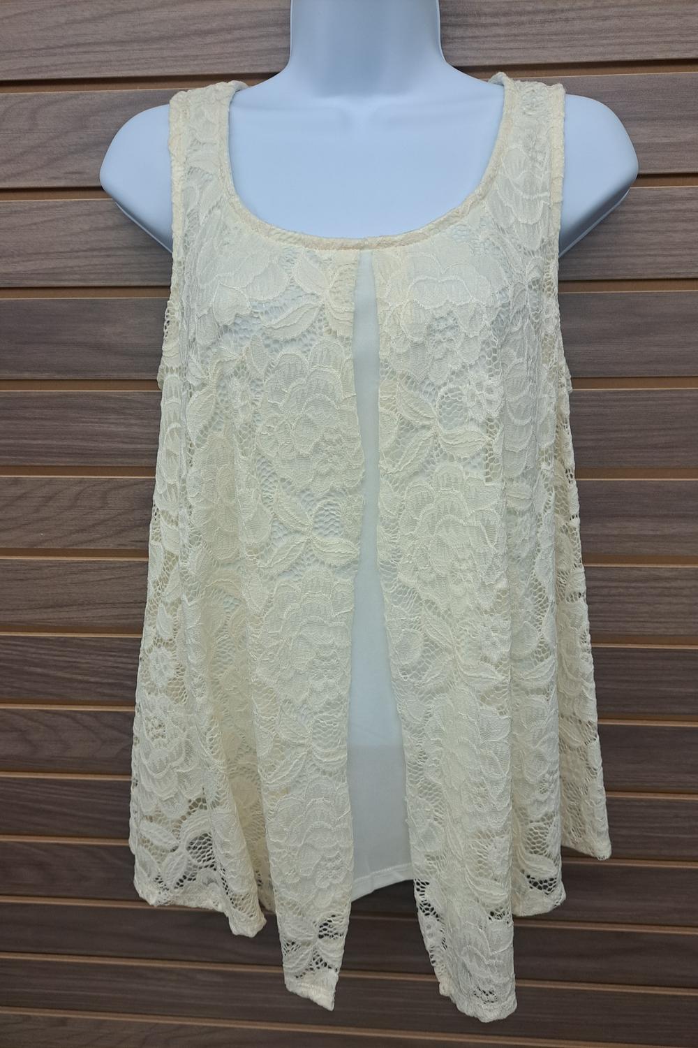 Brittany Black - Women's Lace Tank Built In Undershirt