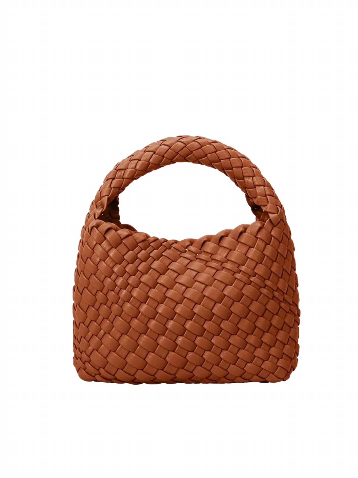 Melie Bianco Sylvie Small Recycled Vegan Top Handle Bag in saddle - women's bag