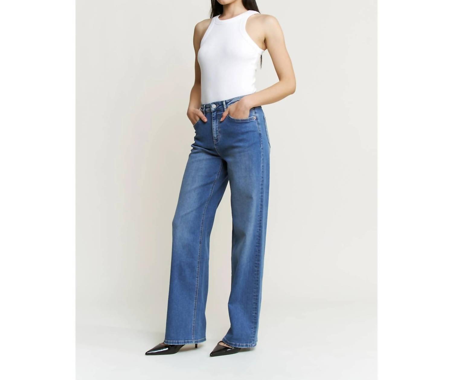 Mica Denim - High Rise Stretch Wide Leg Jeans