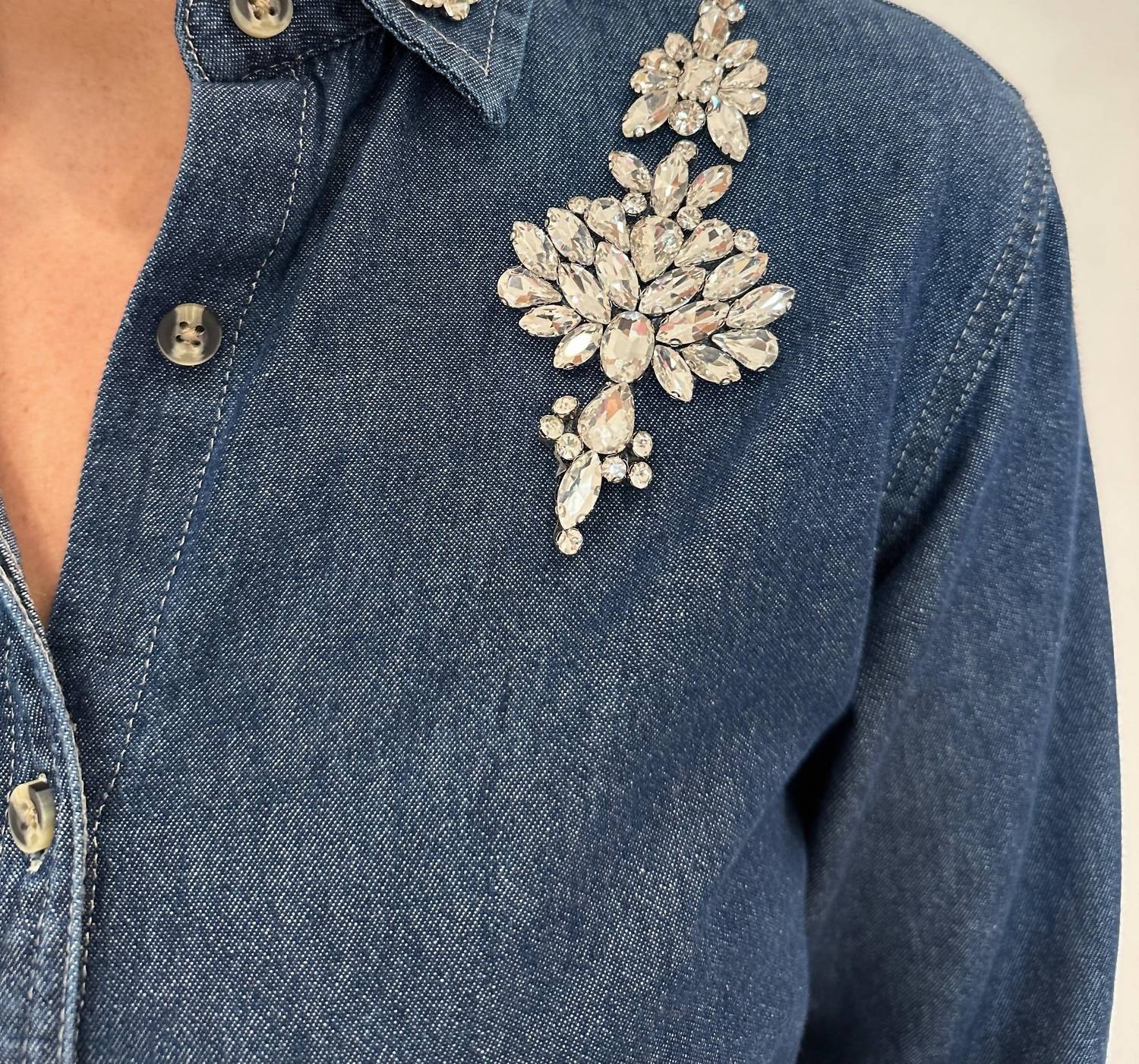 Suzy T - Esther Denim With Pearls Shirt