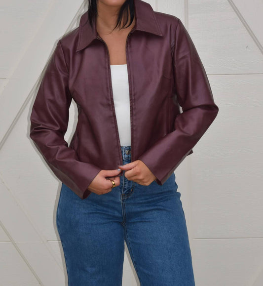 Act Pretty - Washed Polyurethane Leather Jacket