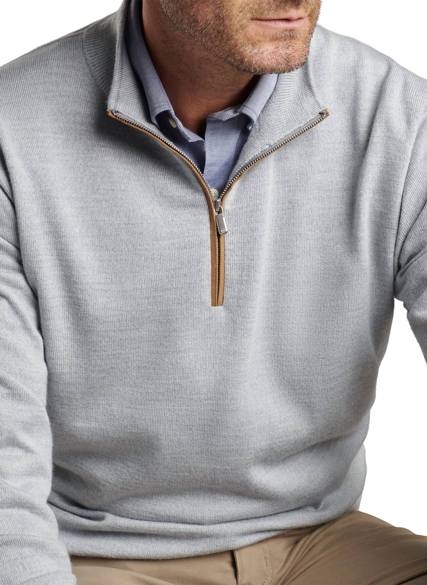 Peter Millar - Autumn Crest Suede Trim Quarter-zip Sweatshirt