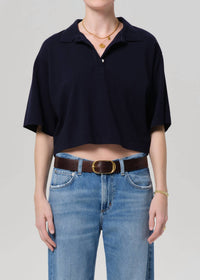 Citizens of Humanity Lowen Polo Shirt in true navy - women's t-shirt