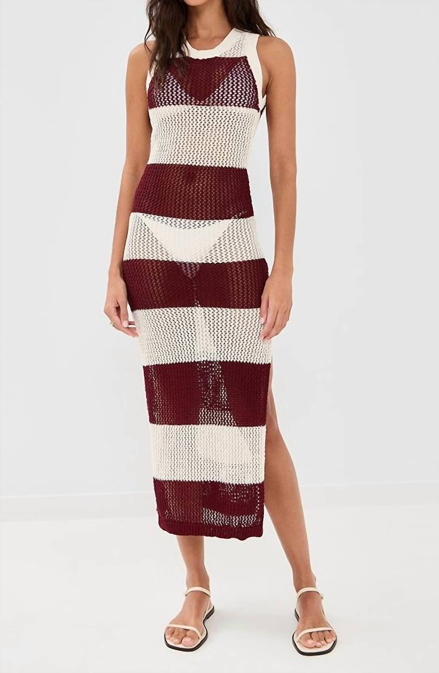 Beach Riot Holly Rose Dress in merlot stripe - women's dress