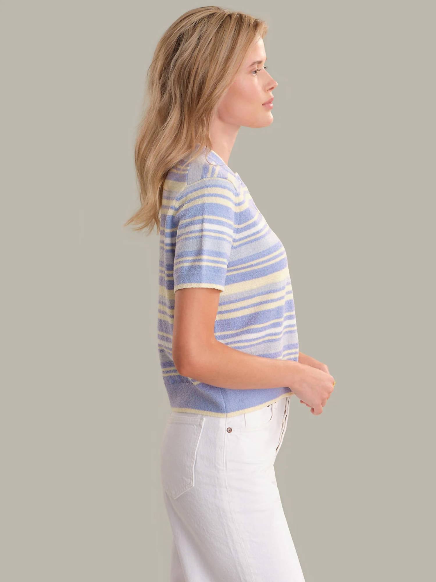 525 America - Bay Stripe Short Sleeve Cardigan