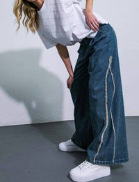 Flying Tomato - Frayline Wide Leg Jeans