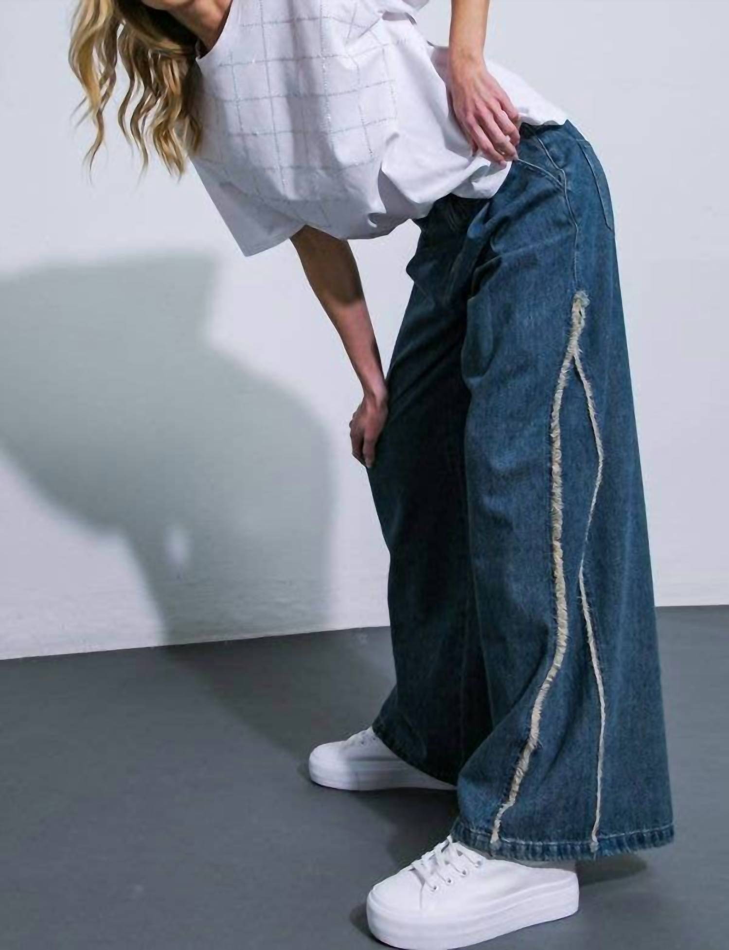 Flying Tomato - Frayline Wide Leg Jeans